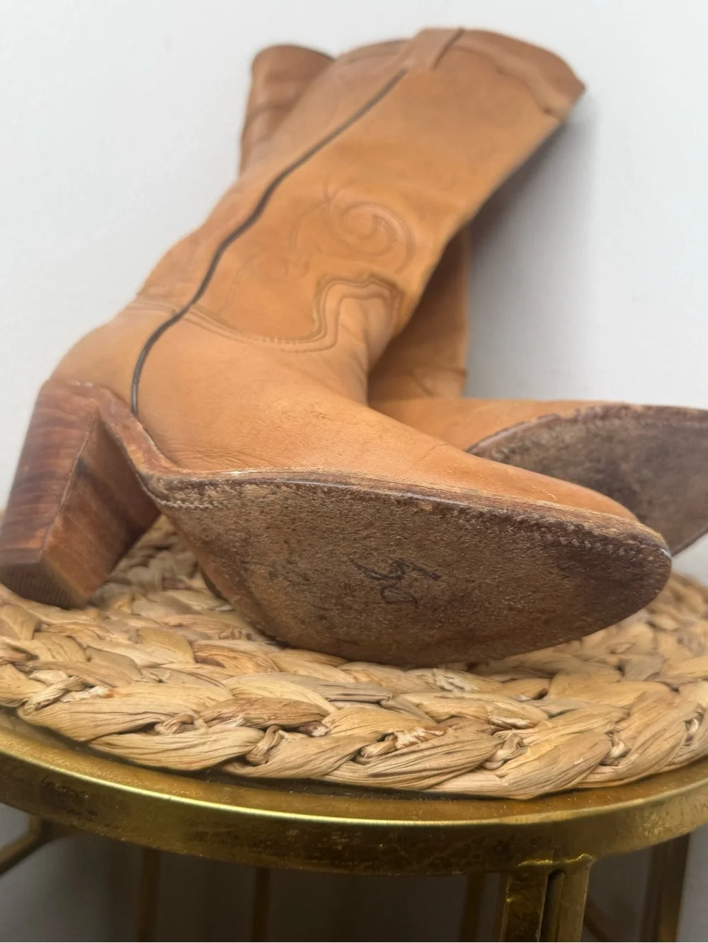 Frye Knee-High Leather Boots in Tan